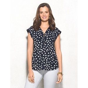 Polka Dots Shorts Sleeve Summer Blouse Blue White